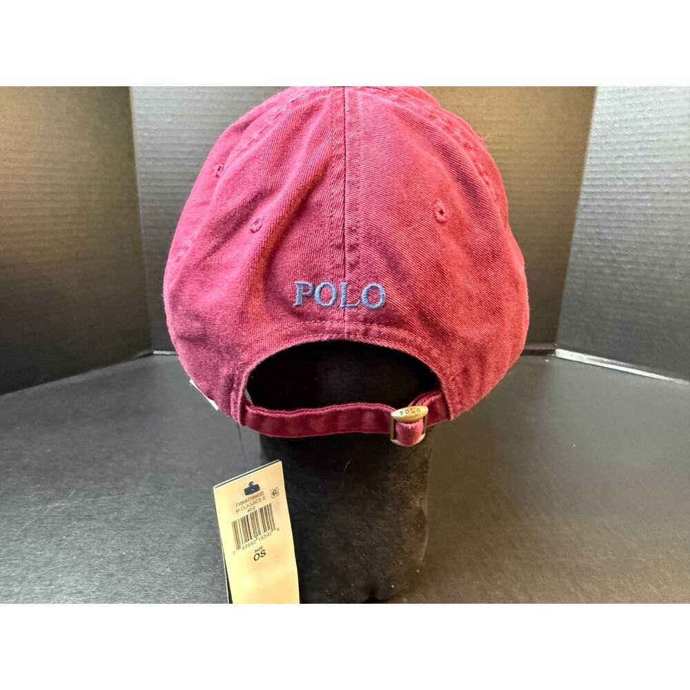 Polo Ralph Lauren Iconic Chino Ball Cap Red Maroon Dad Hat Blue Pony NWT ***READ - Picture 4 of 11